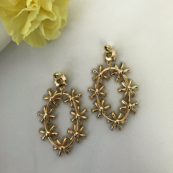 Flower Gold-Tone Drop Earrings - Picture 6 of 17
